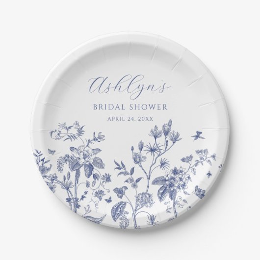 Blue Chinoiserie Brautparty Plate Pappteller (Vorderseite)