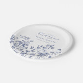 Blue Chinoiserie Brautparty Plate Pappteller (Schrägansicht)