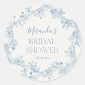 Blue Chinoiserie Brautparty Sticker (Vorderseite)