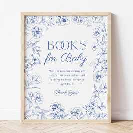Blue Chinoiserie Bücher für Babysignatur Poster