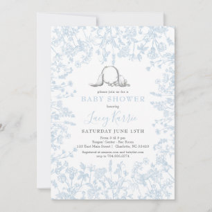 Blue Chinoiserie Bunny Baby Shower Einladung, Einladung