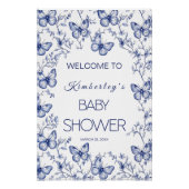 Blue Chinoiserie Butterfly Baby Dusche Poster (Vorderseite)