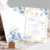 Blue Chinoiserie Chinesische Hochzeitseinladung Einladung