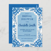 Blue Chinoiserie Chinesisches Brautparty Postkarte (Vorne/Hinten)