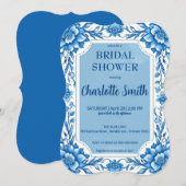 Blue Chinoiserie Chinesisches Brautparty Save The Date (Vorne/Hinten)