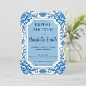 Blue Chinoiserie Chinesisches Brautparty Save The Date (Stehend Vorderseite)