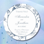 Blue Chinoiserie Christian Wedding Thank You Runder Aufkleber