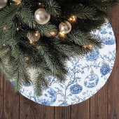 Blue Chinoiserie Christmas Polyester Weihnachtsbaumdecke