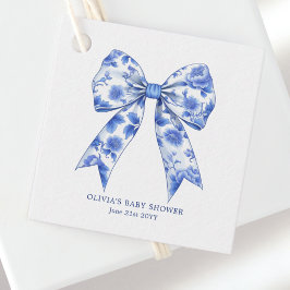 Blue Chinoiserie Coquette Bow Baby Dusche Geschenkanhänger