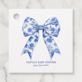 Blue Chinoiserie Coquette Bow Baby Dusche Geschenkanhänger (Vorderseite)