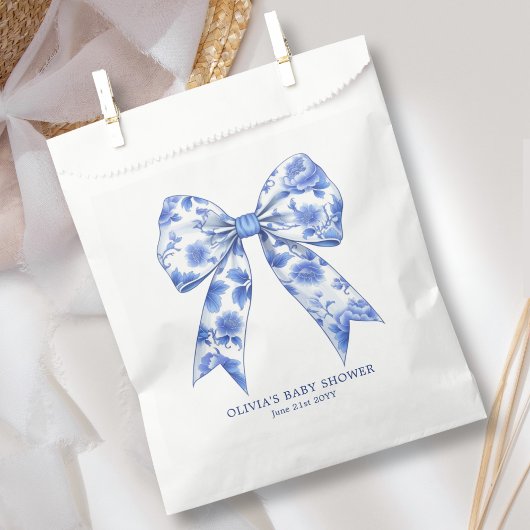 Blue Chinoiserie Coquette Bow Baby Dusche Geschenktütchen