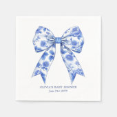 Blue Chinoiserie Coquette Bow Baby Dusche Serviette (Vorderseite)