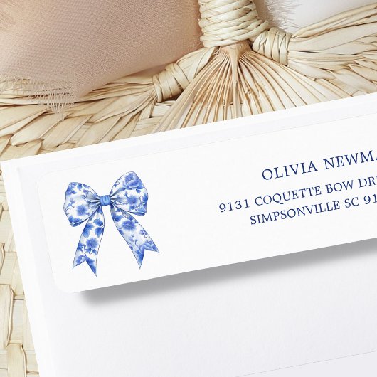Blue Chinoiserie Coquette Bow Rücksendeadresse