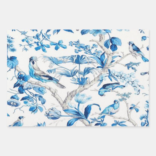 Blue Chinoiserie Decoupage Wrapping Paper Sheets Geschenkpapier Set (Vorderseite 3)