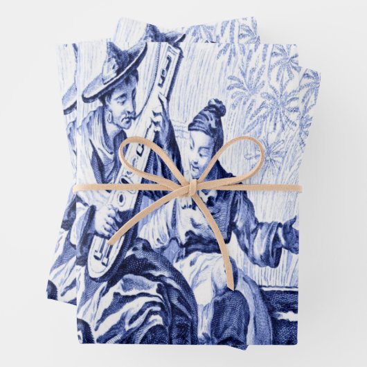Blue Chinoiserie Decoupage Wrapping Paper Sheets Geschenkpapier Set (Beispiel)