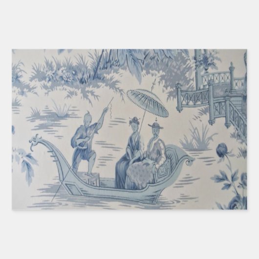 Blue Chinoiserie Decoupage Wrapping Paper Sheets Geschenkpapier Set (Vorderseite 3)