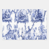 Blue Chinoiserie Decoupage Wrapping Paper Sheets Geschenkpapier Set (Vorderseite)