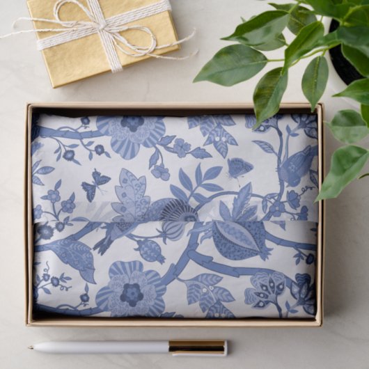 Blue Chinoiserie Design Seidenpapier (Geschenk)