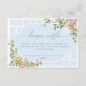 Blue Chinoiserie Diaper Raffle Ticket - Tranon Begleitkarte (Vorderseite)