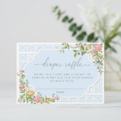 Blue Chinoiserie Diaper Raffle Ticket - Tranon Begleitkarte (Stehend Vorderseite)