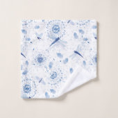 Blue Chinoiserie Draquelly Floral Badhandtuch Set (Waschlappen)