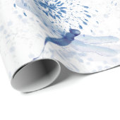 Blue Chinoiserie Draquelly Floral Geschenkpapier (Rolleneckpunkt)