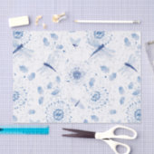 Blue Chinoiserie Draquelly Floral Seidenpapier (Handwerk)