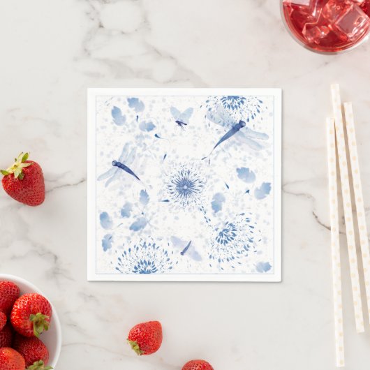 Blue Chinoiserie Draquelly Floral Serviette (Beispiel)