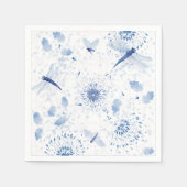 Blue Chinoiserie Draquelly Floral Serviette (Vorderseite)