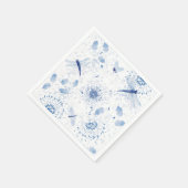 Blue Chinoiserie Draquelly Floral Serviette (Ecke)