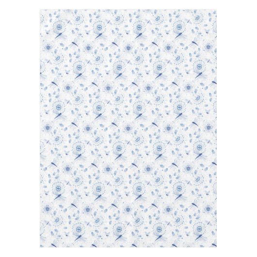 Blue Chinoiserie Draquelly Floral Tischdecke (Vorderseite)