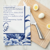 Blue Chinoiserie Family Recipe Keepsake Custom Geschirrtuch (Viertel Falte)