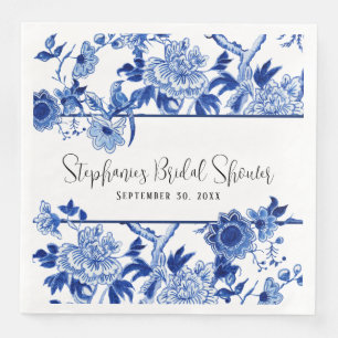 Blue Chinoiserie Flora Brautparty Serviette