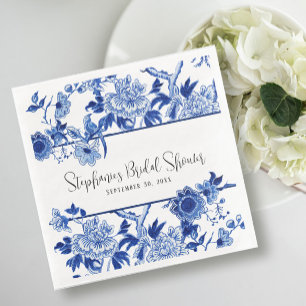 Blue Chinoiserie Flora Brautparty Serviette