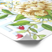 Blue Chinoiserie Floral Baby Dusche Begrüßungszeic Poster (Ecke)