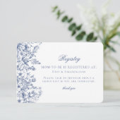 Blue Chinoiserie Floral Baby Registry Card Begleitkarte (Stehend Vorderseite)