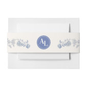 Blue Chinoiserie Floral Botanical Wedding Einladungsbanderole (Vorderseite Beispiel)