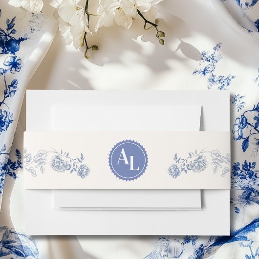 Blue Chinoiserie Floral Botanical Wedding Einladungsbanderole