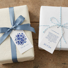 Blue Chinoiserie Floral bouquet Wedding Thank You Geschenkanhänger