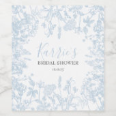 Blue Chinoiserie Floral Brautparty bevorzugt Tags, Weinetikett (Einzelnes Label)