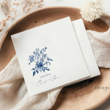 Blue Chinoiserie Floral Brautparty Napkin