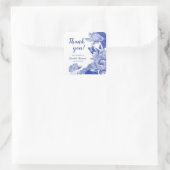 Blue Chinoiserie Floral Brautparty Vielen Dank Quadratischer Aufkleber (Tasche)