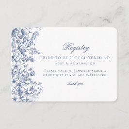 Blue Chinoiserie Floral Bridal Registrierungskarte Begleitkarte