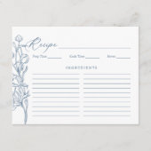 Blue Chinoiserie Floral Bridal Rezept Karte (Vorderseite)