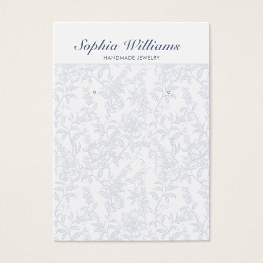 Blue Chinoiserie Floral Earring Display Card (Vorderseite)