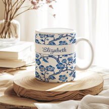 Blue Chinoiserie Floral Individuelle Name