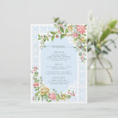 Blue Chinoiserie Floral Menu - Trianon Menükarte (Stehend Vorderseite)