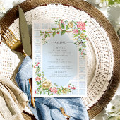 Blue Chinoiserie Floral Menu - Trianon Menükarte