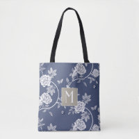 Blue Chinoiserie Floral Monogram