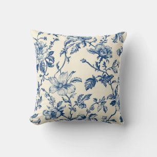 Blue Chinoiserie Floral Vintag Botanisch Kissen